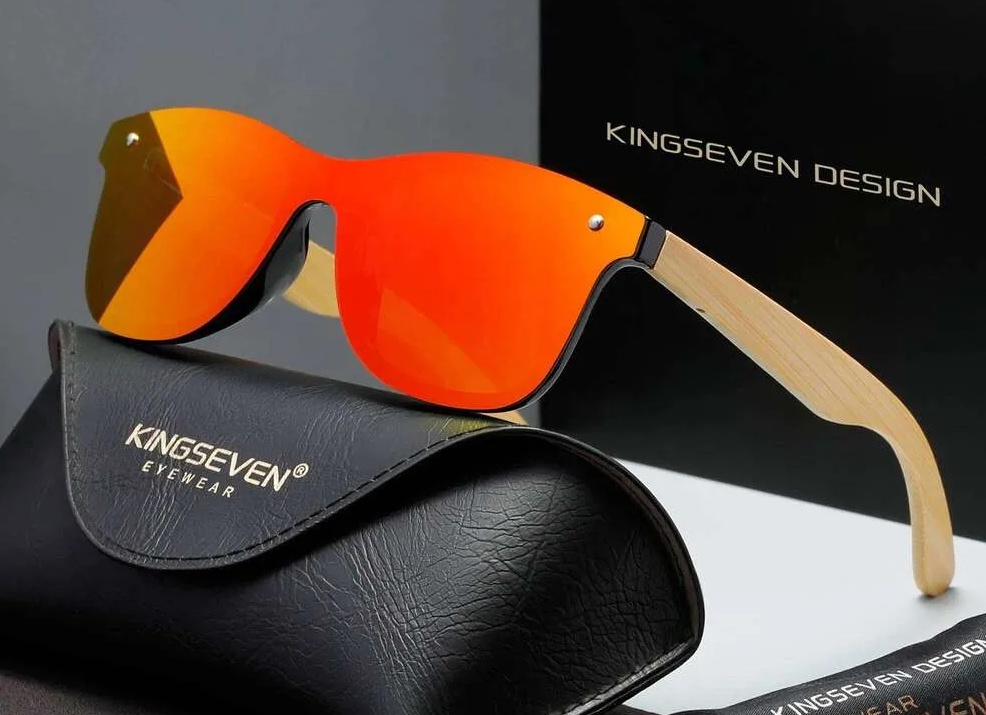 Натуральные деревянные солнечные очки KINGSEVEN, Мужские поляризационные Модные солнцезащитные очки, оригинальные деревянные очк